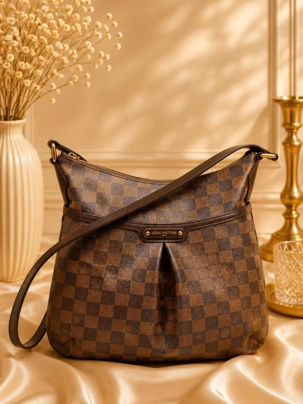 Authentic Louis Vuitton Bloomsbury PM Damier Ebene Crossbody Shoulder Bag